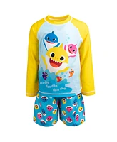 Baby Shark Toddler Boys Pinkfong Shark Rash Guard and Swim Trunks