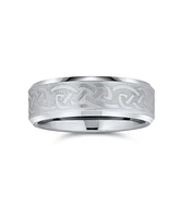 Bling Jewelry Unisex Irish Viking Celtic Infinity Love Knot Couples Wide Titanium Band Rings 7MM Matte Silver Tone