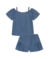 Calvin Klein Toddler and Little Girls 2-Piece Denim Top Skort Set