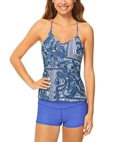 Raisins Juniors Macrame Back Tankini Top Surf Boy Shorts Swim Bottoms