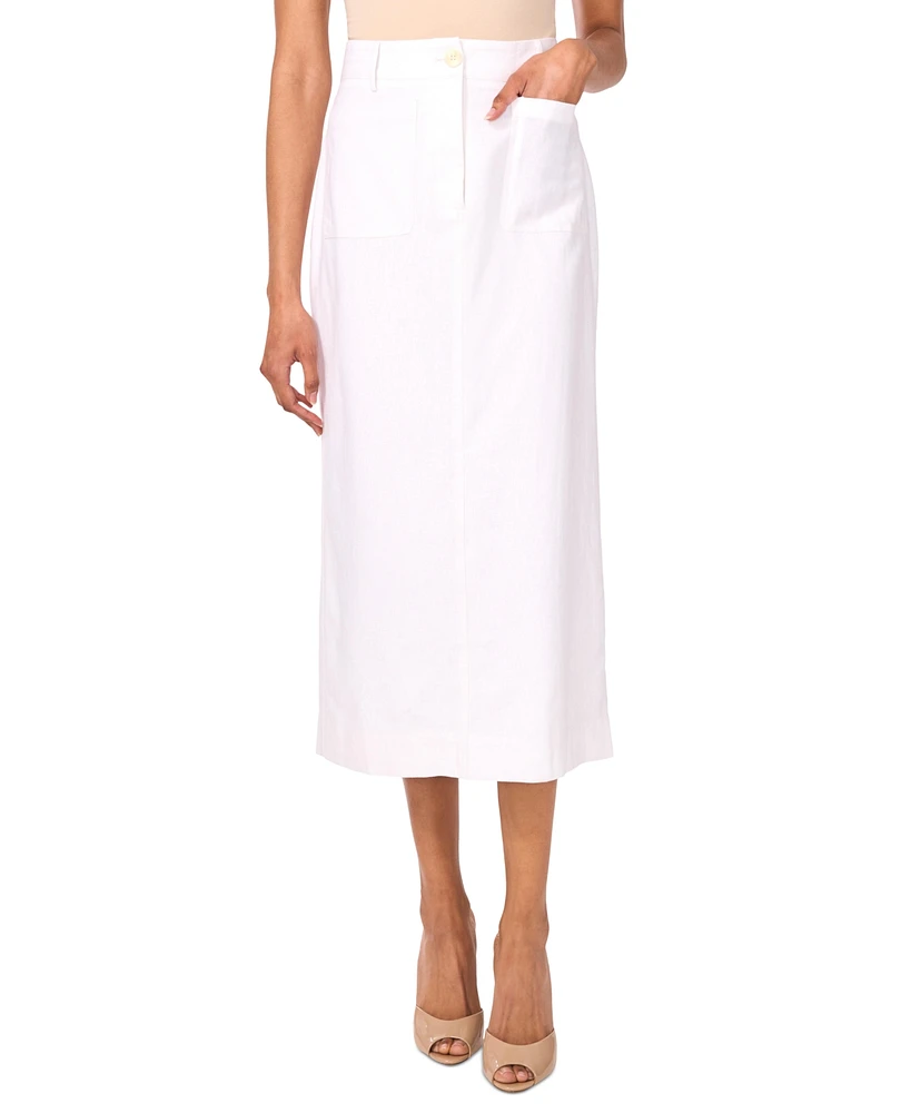 Vince Camuto Women's Linen-Blend Patch-Pocket Midi Skirt