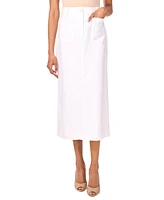 Vince Camuto Women's Linen-Blend Patch-Pocket Midi Skirt