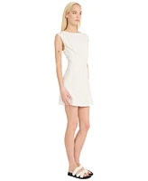Luxely Women's Solid Boat-Neck Cap-Sleeve Mini Dress