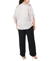 Vince Camuto Plus Printed Pintuck Flutter-Sleeve Blouse
