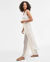 Bar Iii Women's Crochet Fringe Sleeveless Cardigan, Exclusively at Macy's