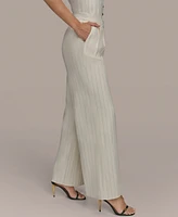 Donna Karan New York Pinstriped Mid Rise Wide-Leg Pants, Regular & Petite Sizes