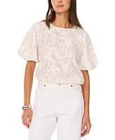 Vince Camuto Women's Embroidered Puff-Sleeve Top