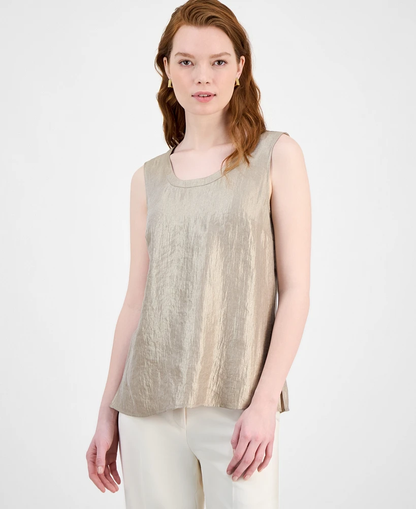 Kasper Women's Shimmer Twill Scoop-Neck Sleeveless Top, Regular & Petite Sizes