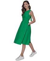 Karl Lagerfeld Paris Women's Poplin Bow-Back A-Line Dress