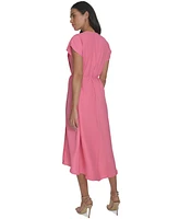 Calvin Klein Women's Tie-Waist V-Neck Midi Dress