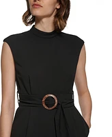 Calvin Klein Women's Crepe Belted Straight-Leg Jumpsuit