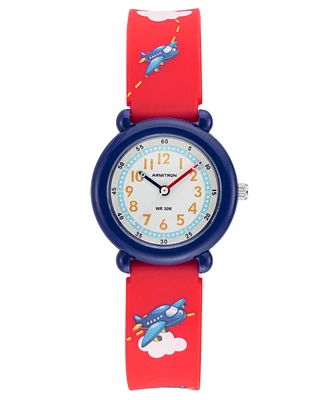 Armitron Kid's Quartz Cream Big Red Airplane Watch, 31mm