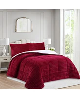 MarCielo Soft Flannel Bubble Comforter Set, 3-Piece Set – Fluffy Ultra Cozy, Warm, and Plush with 2 Pillowcase, Quee