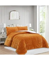 MarCielo Soft Flannel Bubble Comforter Set, 3-Piece Set – Fluffy Ultra Cozy, Warm, and Plush with 2 Pillowcase, Quee
