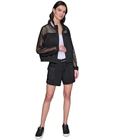 Karl Lagerfeld Paris Women's Mesh-Trim Track-Jacket