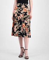 Kasper Women's Floral-Print Pull-On Midi Skirt