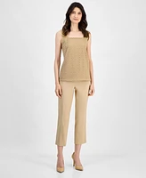 Kasper Women's Herringbone Square-Neck Top