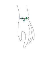 Bling Jewelry Celtic Clover Charm Bracelet with Irish Knot and Claddagh Bead on Leather 7.5 Inch