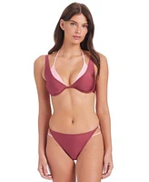 Sanctuary Womens Twice As Nice Double Layer Tied Bikini Top Strappy Hipster Bikini Bottoms
