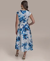 Donna Karan New York Women's Floral-Print Tie-Waist Midi Dress