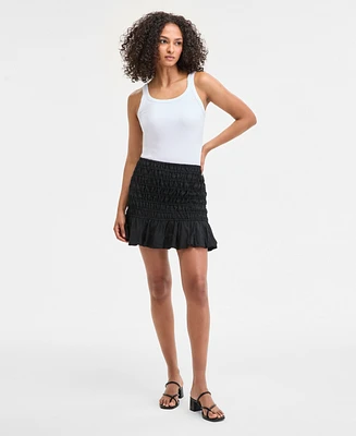 Bar Iii Women's Smocked Ruffled Mini Skirt, Exclusively at Macy's