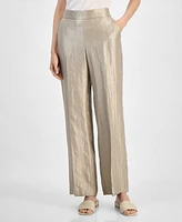 Kasper Women's Shimmer Twill Pull-On Wide-Leg Pants, Regular & Petite Sizes