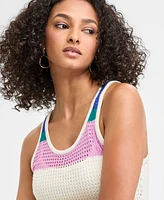 Bar Iii Women's Striped Crochet Tank Dress, Exclusively at Macy's