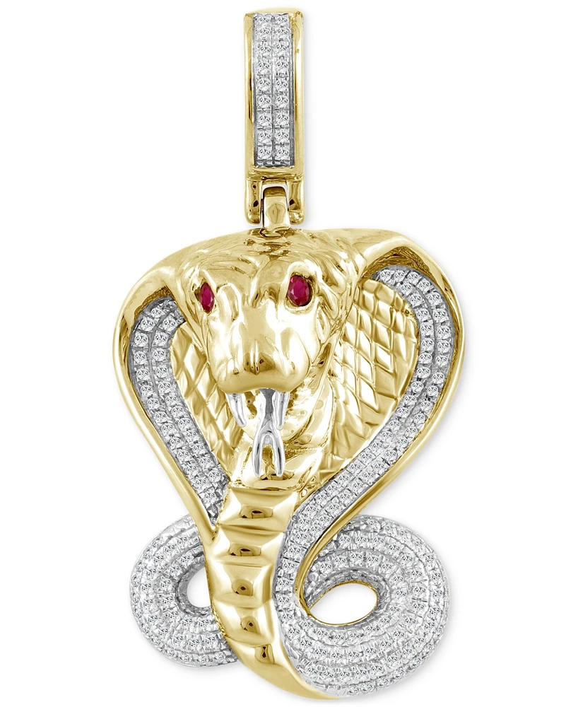 Men's Diamond (1/2 ct. t.w.) & Ruby Accent Snake Pendant in 10k Gold