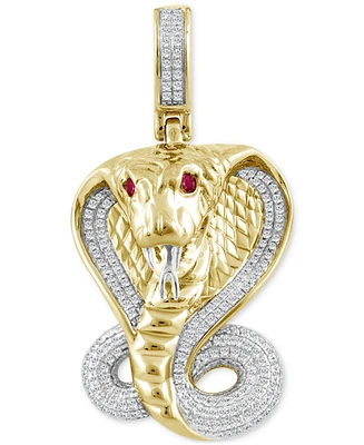 Men's Diamond (1/2 ct. t.w.) & Ruby Accent Snake Pendant in 10k Gold