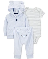 Carter's Baby Boys Dog Little Hooded Cardigan, Bodysuit & Pants, 3 Piece Set