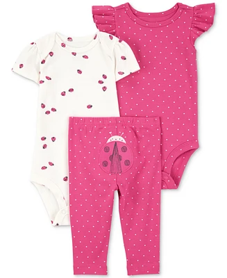 Carter's Baby Girls Ladybug Little Character Cotton Bodysuits & Pants, 3 Piece Set