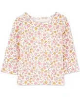 Carter's Baby Girls 2-Pc. Floral-Print Long-Sleeve T-Shirt & Overalls Set