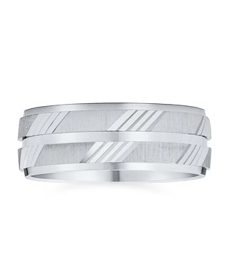 Bling Jewelry Stash Striped Pattern .925 Sterling Silver Eternity Band Ring 7MM Wide