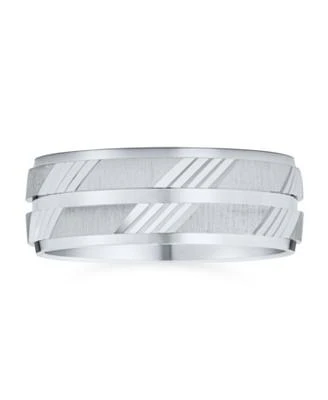 Bling Jewelry Unisex Stash Striped Pattern .925 Sterling Silver Band Ring