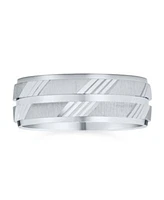 Bling Jewelry Unisex Stash Striped Pattern .925 Sterling Silver Band Ring