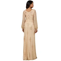 Lara Women's Long Sleeve Beaded Gown