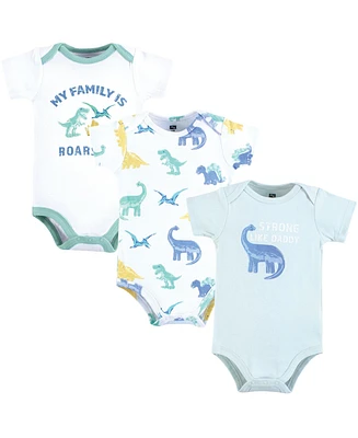 Hudson Baby Boys Cotton Bodysuits, Family Dino, 9-12 Months