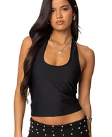 Edikted Women's Kiana Ribbed Halter Top