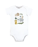 Hudson Baby Boys Cotton Bodysuits -Pack, Jungle