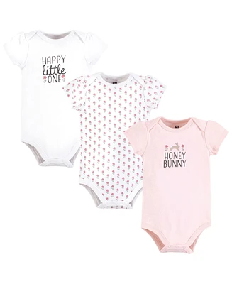 Hudson Baby Girls Cotton Bodysuits, Honey Bunny Flower, Preemie