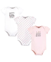 Hudson Baby Girls Cotton Bodysuits, Honey Bunny Flower, Preemie