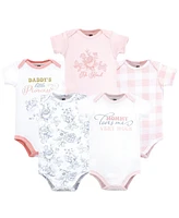 Hudson Baby Girls Cotton Bodysuits, Toile Floral, Months