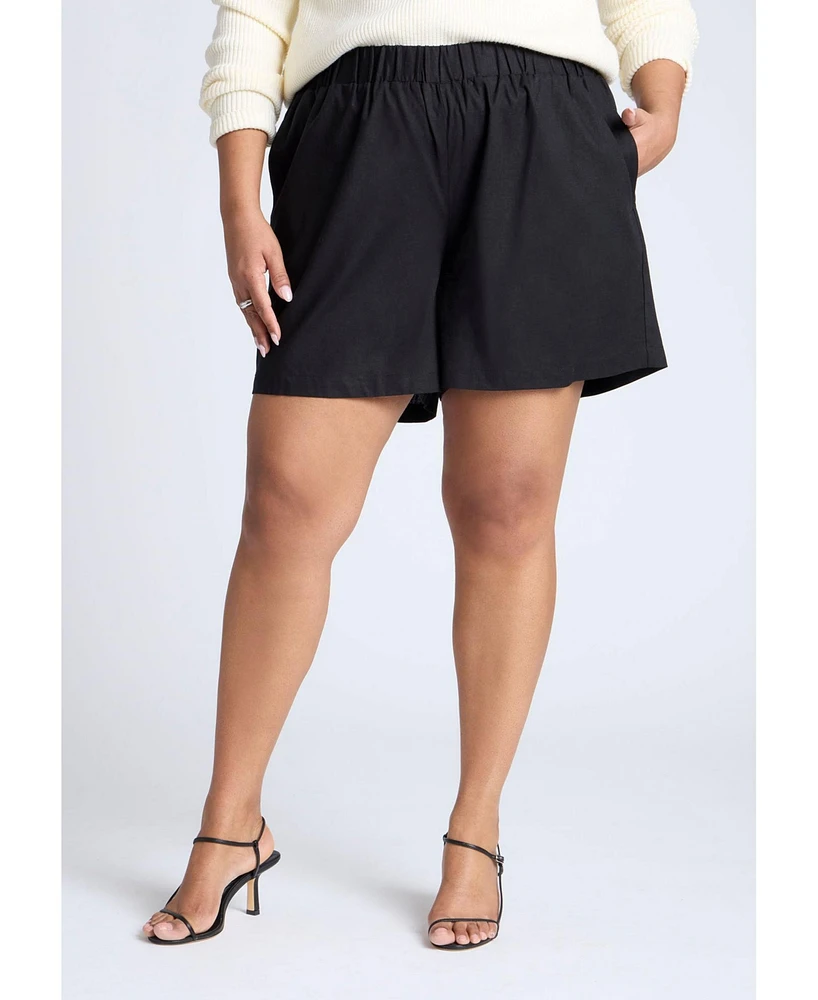 Eloquii Plus Easy Pull On Linen Blend Short