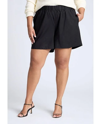 Eloquii Plus Easy Pull On Linen Blend Short