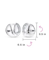 Bling Jewelry Minimalist Geometric Hoop Huggie Earrings in Sterling Silver