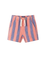 Andy & Evan Baby Boys Coral Blue Striped Buttondown Set
