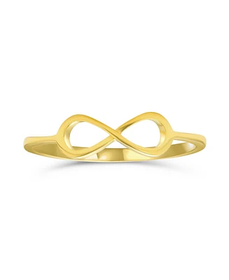 Bling Jewelry Minimalist Simple Midi Knuckle Finger Stackable Love Knot Infinity Ring Thin 1MM Band Yellow Gold Plated .925 Sterling Silver