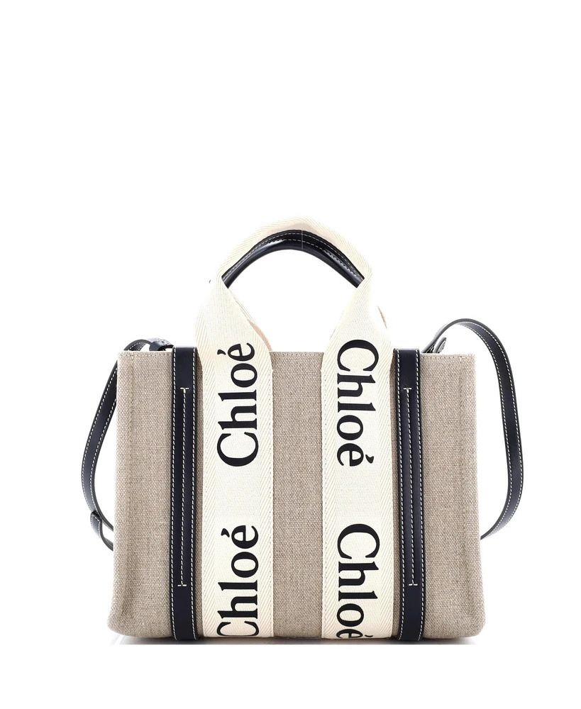 Pre-Owned Chloe Small Woody Tote Canvas with Leather