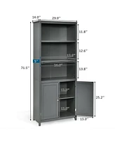 Bookcase Shelving Storage Wooden Cabinet Unit Standing Display Bookcase with Doors