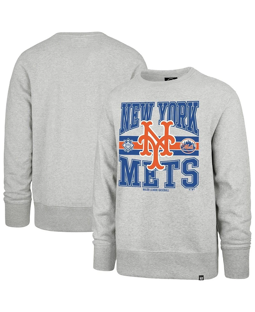 '47 Brand Men's Gray New York Mets Letters Headline Pullover Sweatshirt